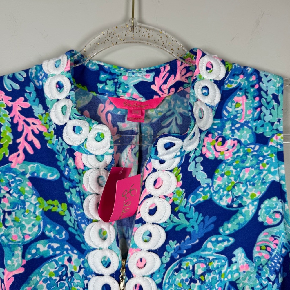 NWT Lilly Pulitzer Jane Shift Dress Turtle Villa CORSICA BLUE Size 14 Beach - Picture 3 of 14
